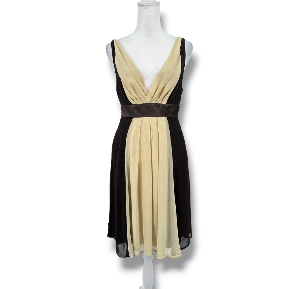 VTG Y2K Wet Seal Babydoll Dress S Brown Cream Chiffon Fairy Coquette Dainty
